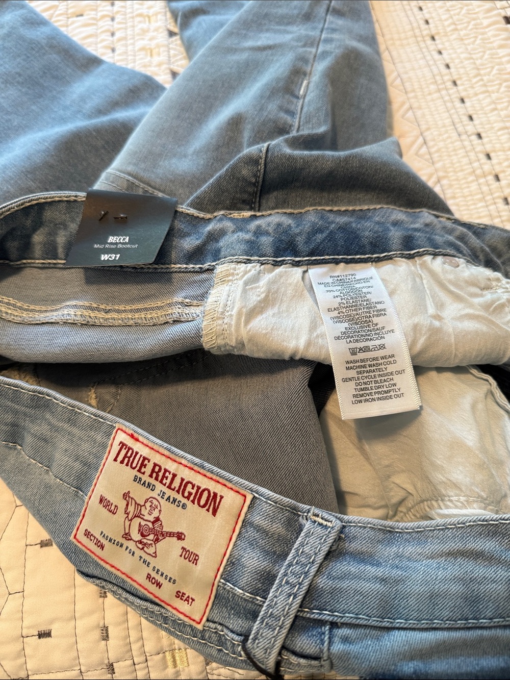 True Religion Light Blue Bootcut Jeans New With Tag Size 31.